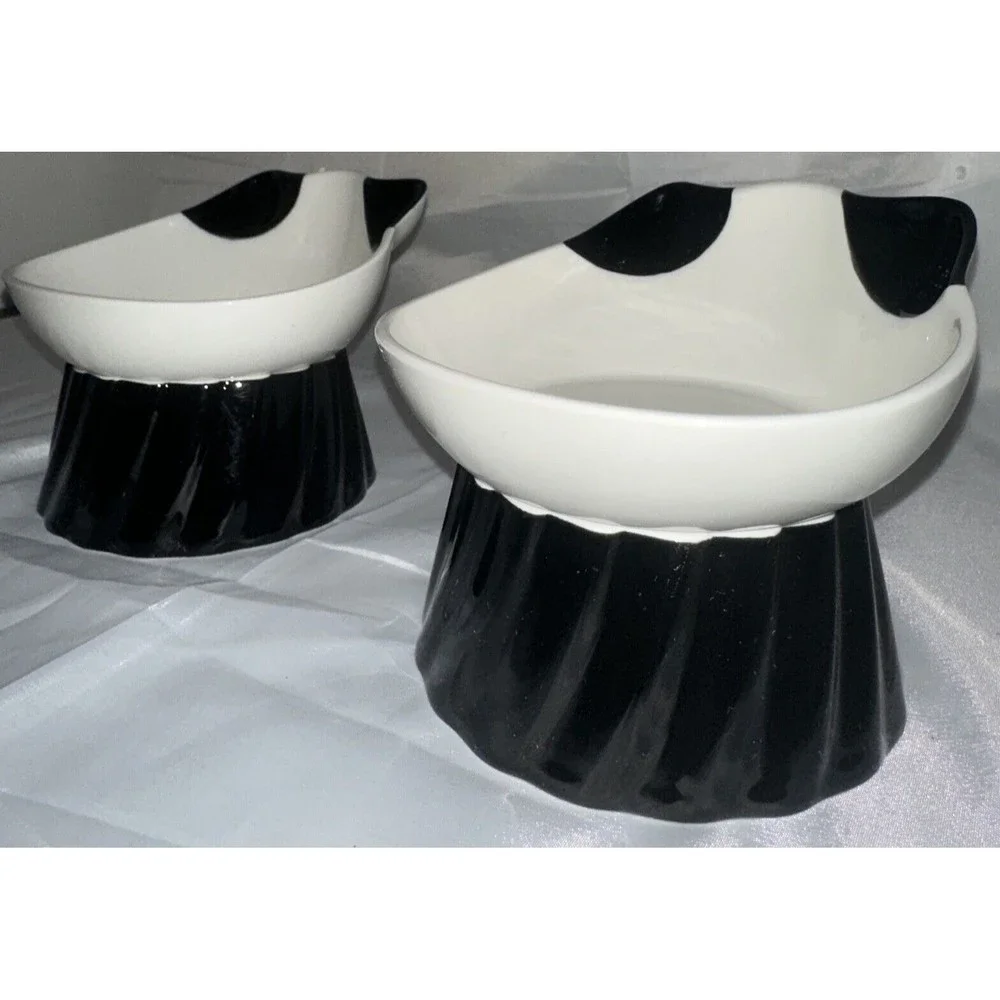 Porcelain Cat Food Bowls Feeding Skid Water Bowls High Snack Bowl Tilted Raised